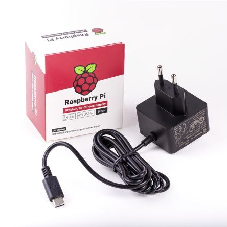 Raspberry Pi Alimentatore per  , presa USB di tipo C con Connettore UE, cavo da 1.5m (100), RPI4 PSU EU BLACK BULK