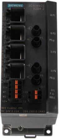 Siemens Switch Ethernet  4 porte RJ45, 10/100Mbit/s, montaggio Guida DIN, a parete, 6GK5204-2BB10-2AA3 Siemens Switch Ethernet  4 porte RJ45, 10/100Mbit/s, montaggio Guida DIN, a parete, 6GK5204-2BB10-2AA3