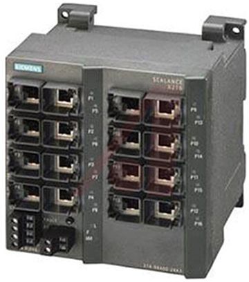 Siemens Switch Ethernet  16 porte RJ45, 10/100Mbit/s, montaggio Guida DIN, a parete, 6GK5216-0BA00-2AA3