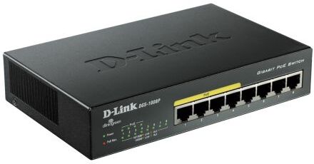 D-Link Switch Ethernet  Gigabit, 10/100/1000Mbit/s, 8 porte, Desktop, Sì, DGS-1008P/E D-Link Switch Ethernet  Gigabit, 10/100/1000Mbit/s, 8 porte, Desktop, Sì, DGS-1008P/E