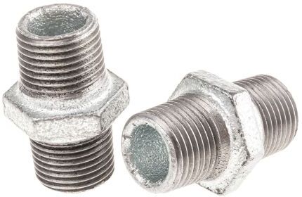 Georg Fischer Raccordo in ferro malleabile galvanizzato , connessione BSPT 1/2" maschio x BSPT 1/2" maschio, 770280204 Georg Fischer Raccordo in ferro malleabile galvanizzato , connessione BSPT 1/2" maschio x BSPT 1/2" maschio, 770280204