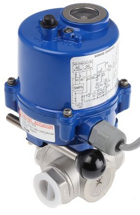 RS PRO Valvola ad azionamento e motorizzata in Acciaio inox , 24 V c.a./c.c., 110 V, 220 V, 1000 psi max, 3 porte,