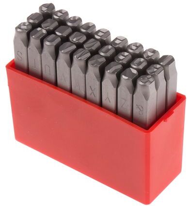 RS PRO Set punzoni alfabetici per incisione , altezza carattere 6mm, 27 pezzi RS PRO Set punzoni alfabetici per incisione , altezza carattere 6mm, 27 pezzi