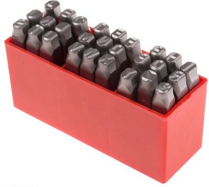 RS PRO Set punzoni alfabetici per incisione , altezza carattere 8mm, 27 pezzi RS PRO Set punzoni alfabetici per incisione , altezza carattere 8mm, 27 pezzi