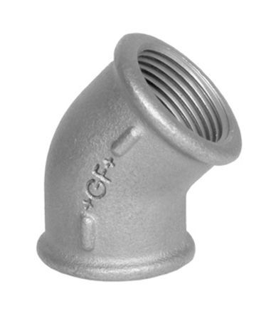 Georg Fischer Raccordo in ferro malleabile , connessione BSPP 1" femmina x BSPP 1" femmina, a Gomito di 45°, 770120106 Georg Fischer Raccordo in ferro malleabile , connessione BSPP 1" femmina x BSPP 1" femmina, a Gomito di 45°, 770120106