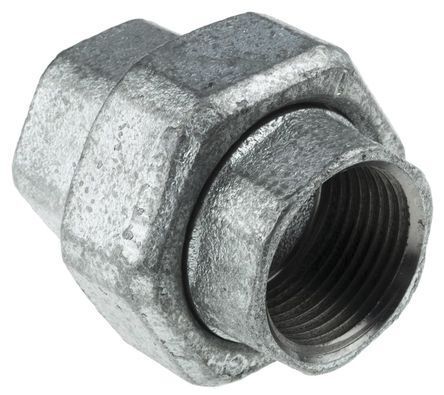 Georg Fischer Raccordo in ferro malleabile brunito , connessione BSPP 1/2" femmina x BSPP 1/2" femmina, a Sede conica, 770340104