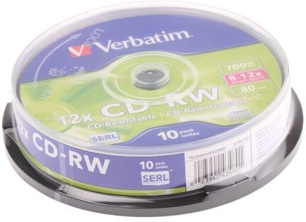 Verbatim CD riscrivibile CD-RW confezione 10  700 MB 12X, 43480 Verbatim CD riscrivibile CD-RW confezione 10  700 MB 12X, 43480