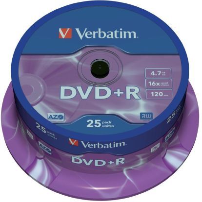 Verbatim DVD vergine  4,7 GB 16X, DVD+R, confezione 25, 43500 Verbatim DVD vergine  4,7 GB 16X, DVD+R, confezione 25, 43500