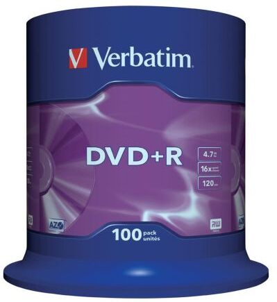 Verbatim DVD vergine  4,7 GB 16X, DVD+R, confezione 100, 43551 Verbatim DVD vergine  4,7 GB 16X, DVD+R, confezione 100, 43551