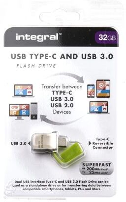 Integral Memory Memoria flash USB  32 GB USB 3.0 0 → +70°C, INFD32GBFUS3.0-C Integral Memory Memoria flash USB  32 GB USB 3.0 0 → +70°C, INFD32GBFUS3.0-C