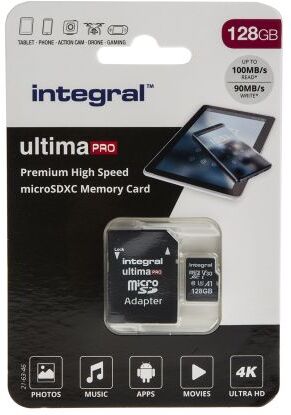 Integral Memory Micro SD  Class 10, UHS-1 U3 MicroSDXC, INMSDX128G-100/90V30 Integral Memory Micro SD  Class 10, UHS-1 U3 MicroSDXC, INMSDX128G-100/90V30
