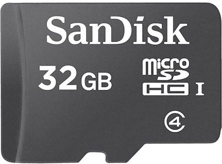 Sandisk Micro SD  Class 4 MicroSDHC (120), 32GB MicroSD + Adaptor