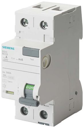 Siemens Interruttore differenziale per uso civile 5SV3314-6KL, 2P, Tipo A, 40A, sensibilità 30mA SENTRON 230V