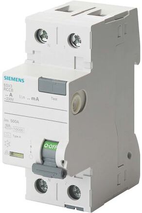 Siemens Interruttore differenziale per uso civile 5SV3312-6KL, 2P, Tipo A, 25A, sensibilità 30mA SENTRON 230V