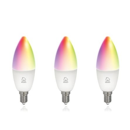 deltaco lampadina smart con base e14, 240 v, 5 w, col. bianco freddo, rgb, bianco caldo