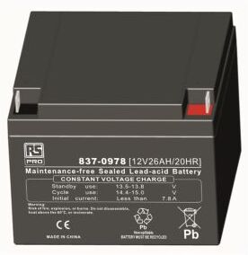 RS PRO Batteria al piombo , 12V, 26Ah, 166 x 175 x 125mm, -15 → +50°C RS PRO Batteria al piombo , 12V, 26Ah, 166 x 175 x 125mm, -15 → +50°C