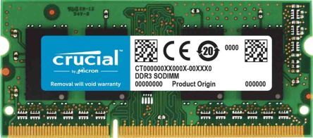 Crucial Scheda RAM Laptop  4 GB No, 1600MHz, CT4G3S160BJM Crucial Scheda RAM Laptop  4 GB No, 1600MHz, CT4G3S160BJM