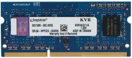 Kingston Scheda RAM Laptop  4 GB, 1600MHz, KVR16LS11/4 Kingston Scheda RAM Laptop  4 GB, 1600MHz, KVR16LS11/4