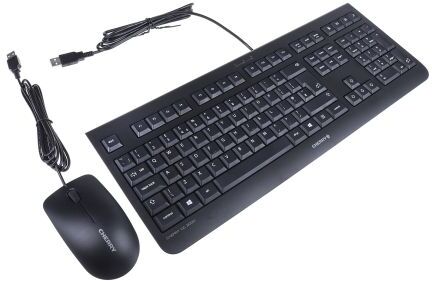 Cherry Set tastiera e mouse Nero  Con cavo USB Standard QWERTY, JD-0800GB-2