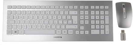 Cherry Set tastiera e mouse Silver, Silver/White  Wireless USB Standard QWERTZ, JD-0310GB Cherry Set tastiera e mouse Silver, Silver/White  Wireless USB Standard QWERTZ, JD-0310GB