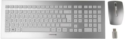 Cherry Set tastiera e mouse Silver, Silver/White  Wireless USB Standard QWERTZ, JD-0310FR Cherry Set tastiera e mouse Silver, Silver/White  Wireless USB Standard QWERTZ, JD-0310FR
