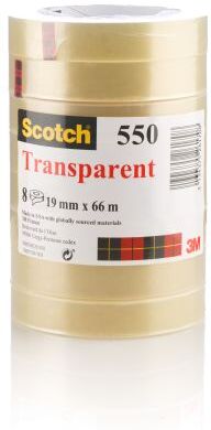 3M Nastro per ufficio Trasparente  Scotch 550, 19mm x 66m, 550 TAPE 19MMX66MTR 3M Nastro per ufficio Trasparente  Scotch 550, 19mm x 66m, 550 TAPE 19MMX66MTR