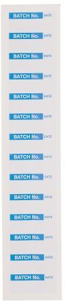 RS PRO 140 Etichetta adesiva prestampata  38mm x 15mm Batch No. RS PRO 140 Etichetta adesiva prestampata  38mm x 15mm Batch No.