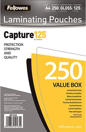 Fellowes Busta per laminazione A4  , 125Micron, 250 (250), 5314903 Fellowes Busta per laminazione A4  , 125Micron, 250 (250), 5314903