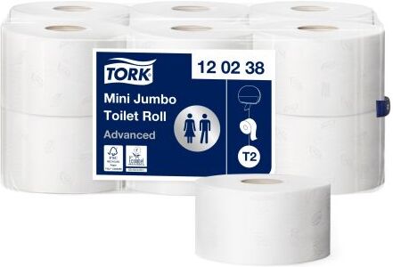 Tork Carta igienica a 2 strati  Bianco, rotolo da 850 fogli  Mini Jumbo Advanced Mini Jumbo, 120238