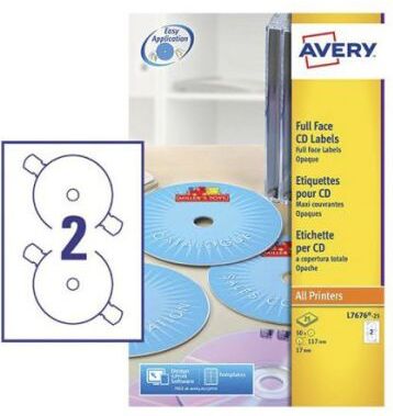 Avery Etichetta CD e DVD  , 2 Label, No, L7676-25