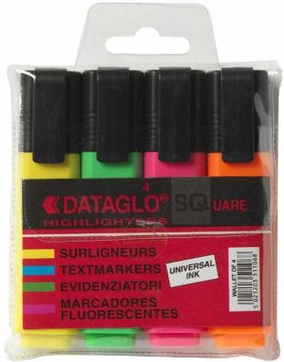 Dataglo SQ Evidenziatore  Verde, Arancione, Rosa, Giallo, 4 incluse, 18120HA