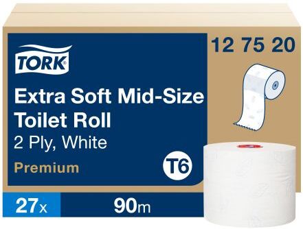 Tork Carta igienica a 2 strati  Bianco Compact Mid Size Premium Misura media, 127520 Tork Carta igienica a 2 strati  Bianco Compact Mid Size Premium Misura media, 127520