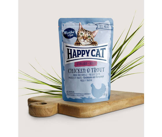 Happycat Happy Cat All Meat Adult Sterilised Pollo & Trota 24x85g