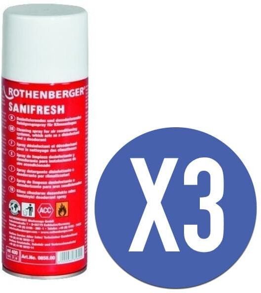 Rothenberger Italiana Sanificante detergente disinfettante spray per condizionatori SANIFRESH - KIT 3 confezioni Rothenberger Italiana Sanificante detergente disinfettante spray per condizionatori SANIFRESH - KIT 3 confezioni