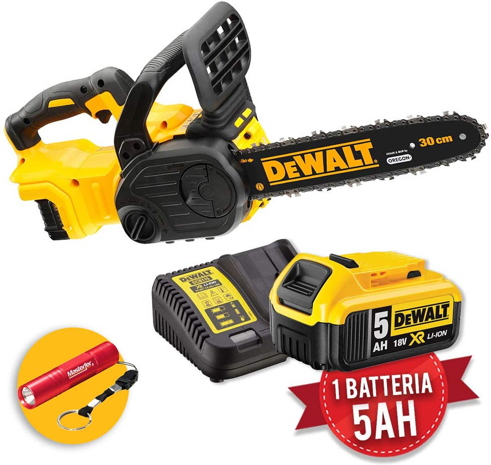 dewalt dcm565p1-qw - elettrosega a batteria 18v 5ah - motosega a barra 30cm