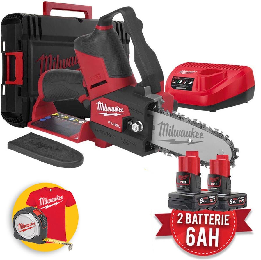 Milwaukee M12 FHS-602X - Sega seghetto per potatura a batteria Fuel, 2 batterie da 6Ah in valigetta