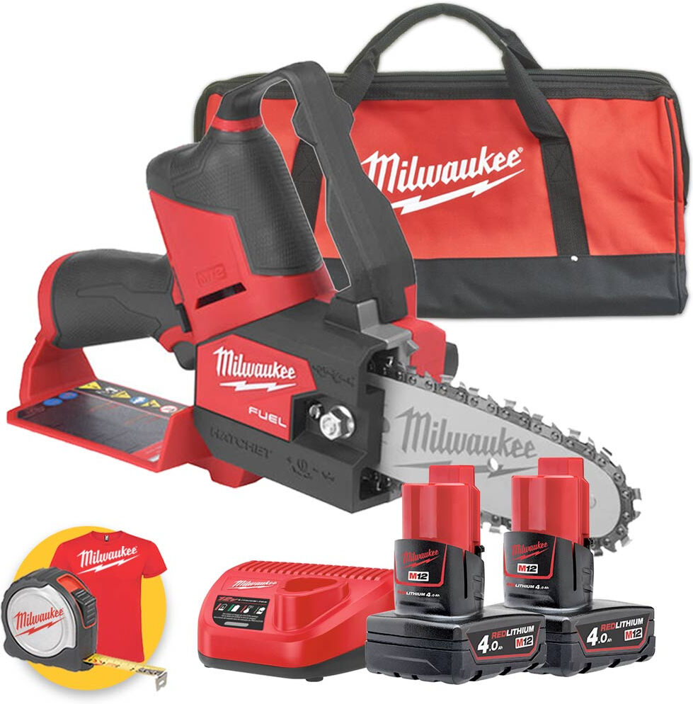 Milwaukee M12 FHS-402B - Seghetto per potatura a batteria 12V - 2 batterie da 4Ah in borsone