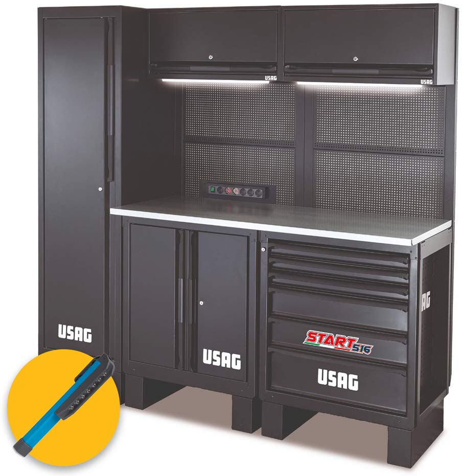 usag u05160236 - 516 sa/ca2 - arredamento per officina - pianale in acciaio - 1950x650x2000 mm