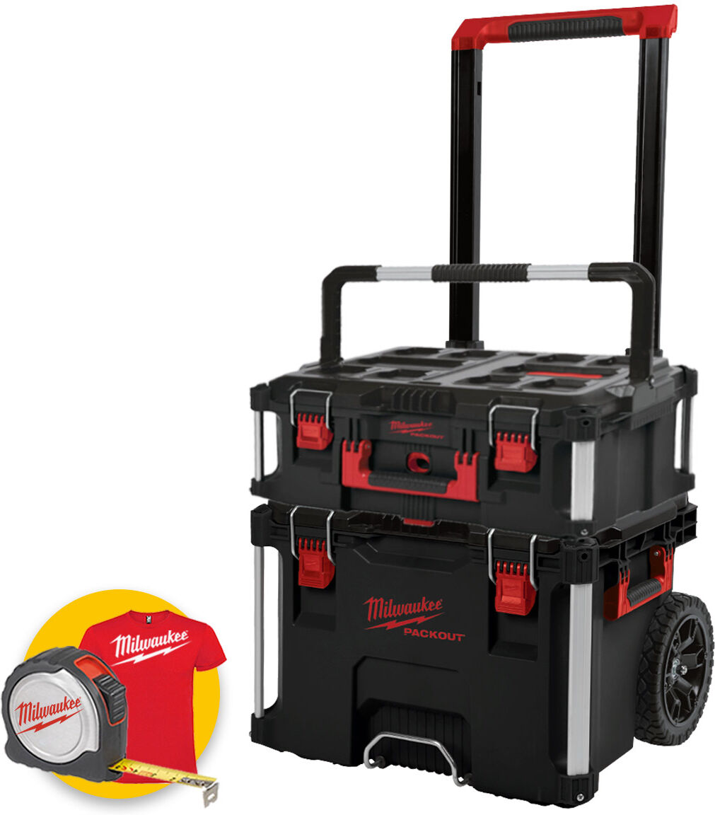 milwaukee packout kit 2 - trolley cassetta porta attrezzi + cassetta portautensili grande