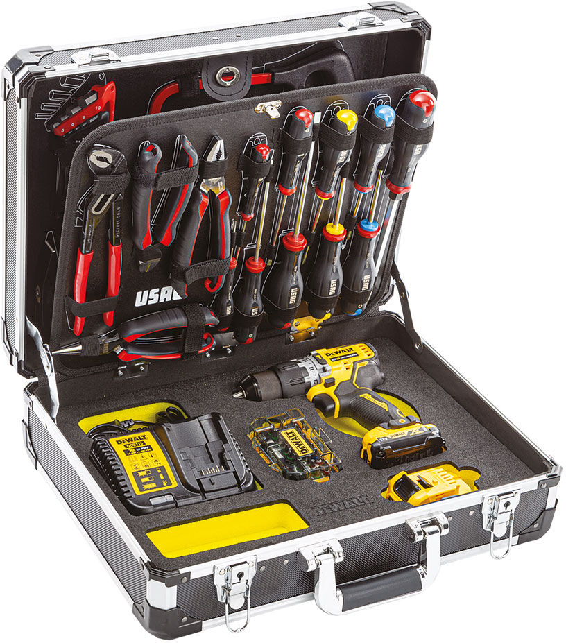 dewalt usag 002 udm - valigetta attrezzi con assortimento usag jm002 + trapano  dcd706