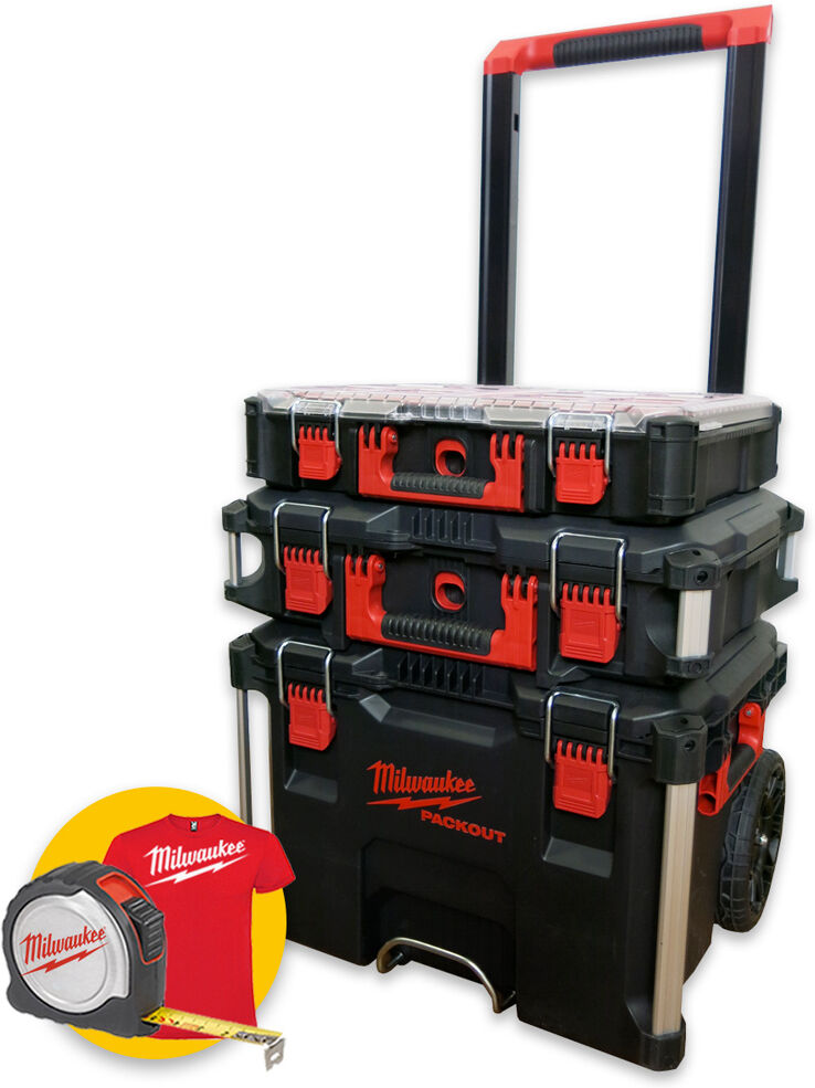 Milwaukee Packout KIT 4 - Trolley carrello portautensili porta attrezzi, 3 pezzi