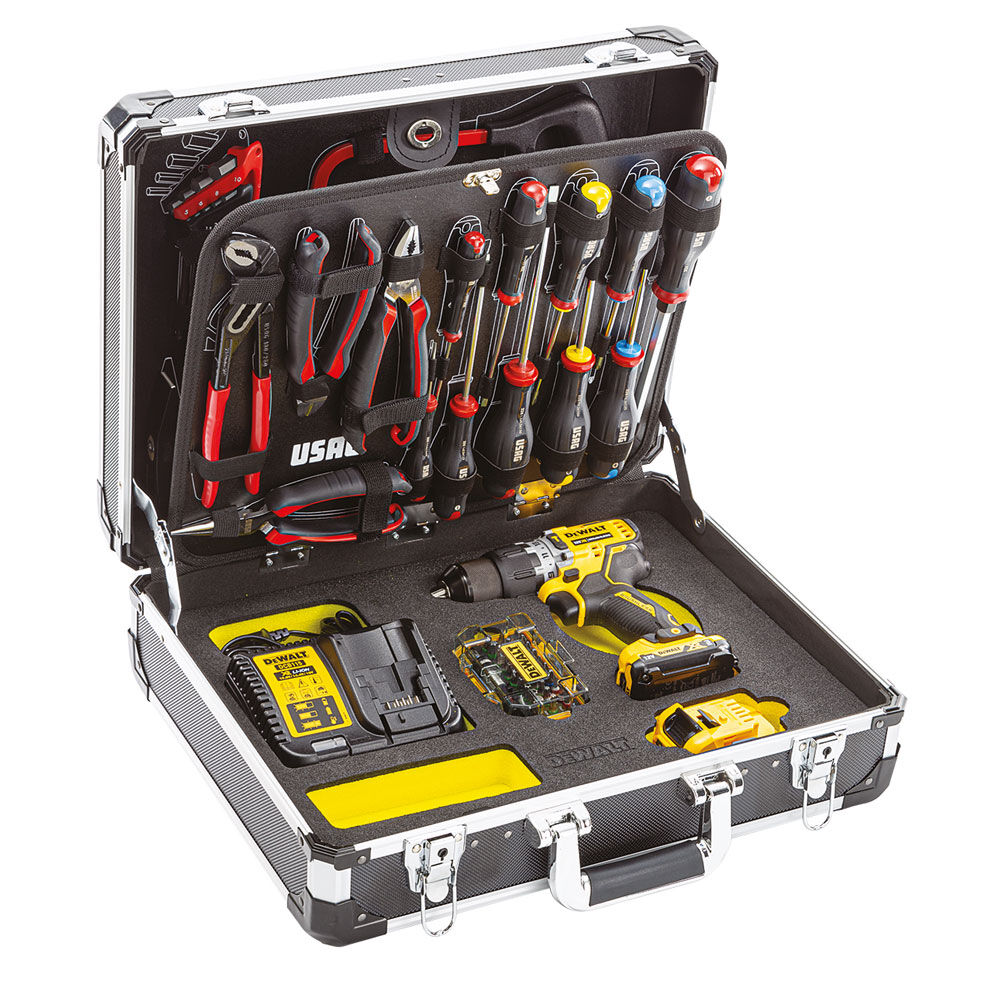 DeWalt Usag 002 UDM - Valigetta attrezzi con assortimento Usag JM002 + Trapano  DCD706