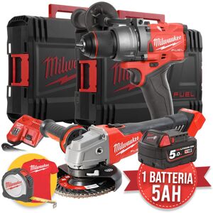 Milwaukee M18 FPP2E3-501X - Kit utensili a batteria Fuel Trapano + Smerigliatrice, 1 x 5Ah