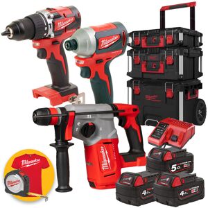 Milwaukee kit utensili a batteria 18V - Trapano CBLPD + Avvitatore CBLID + Tassellatore BLHX - Trolley