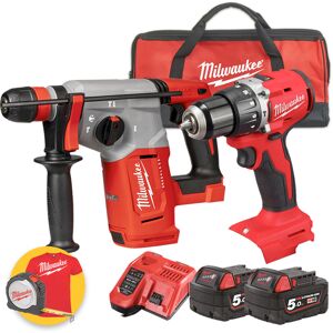 Milwaukee Kit  utensili 18V  -  Trapano a percussione M18 BLPDRC - Tassellatore M18 BLHX - 2 X 5Ah