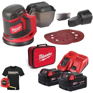 Milwaukee M18 BOS125-502B - Levigatrice orbitale a batteria 18V, disco da 125 MM