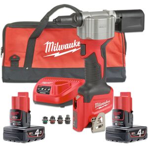 Milwaukee M12 BPRT-402B - Rivettatrice a batteria 12V - 2 batterie da 4Ah in borsone