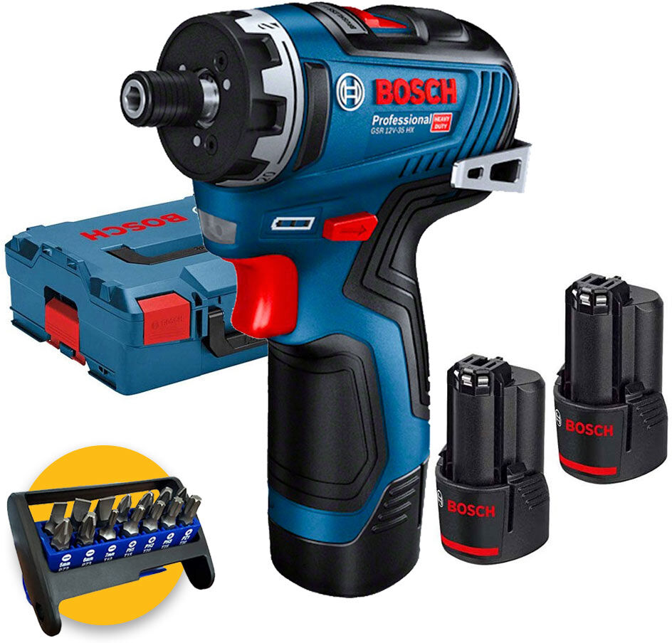 bosch gsr 12v-35 hx professional - avvitatore a batteria con 2 batterie da 3,0 ah