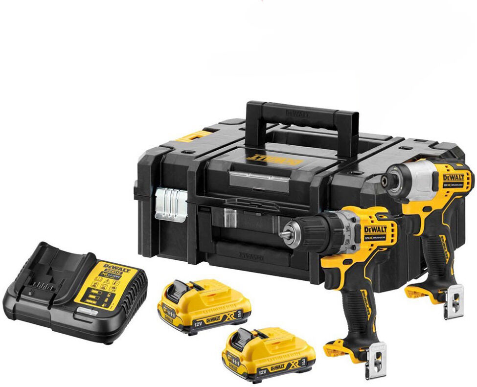 dewalt kit  3ah dck2110l2t - trapano avvitatore dcd701 + avvitatore a impulsi 1/4 dcf801