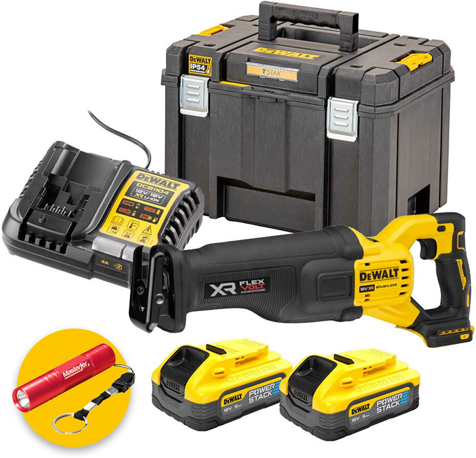 dewalt dcs386h2t-qw - sega a gattuccio a batteria 18v/54v advantage - 2 x 5ah powerstack